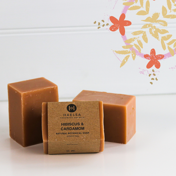 Hibiscus & cardamom soap in group