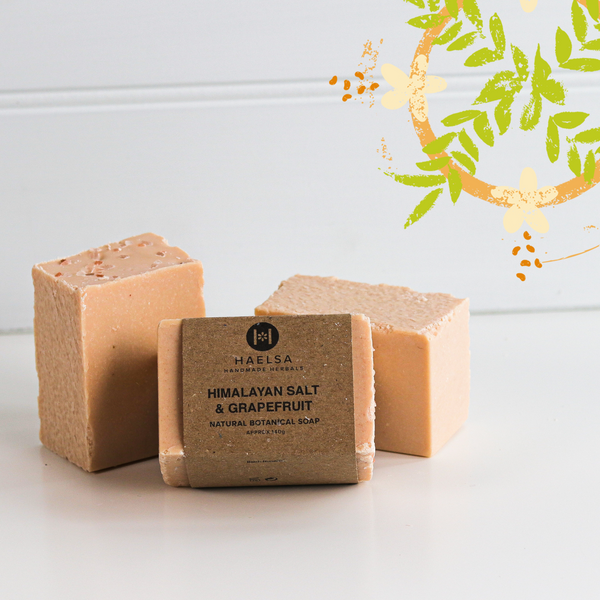 Himalayan salt & grapefruit soap in group