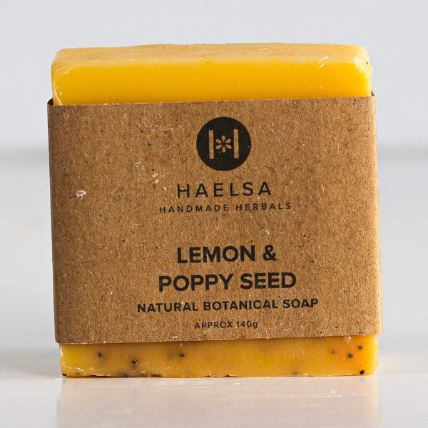 Lemon & poppy seed soap in wrapper