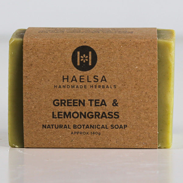Green tea & lemongrass soap in wrapper
