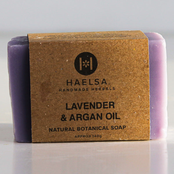 Lavender & argan oil soap in wrapper