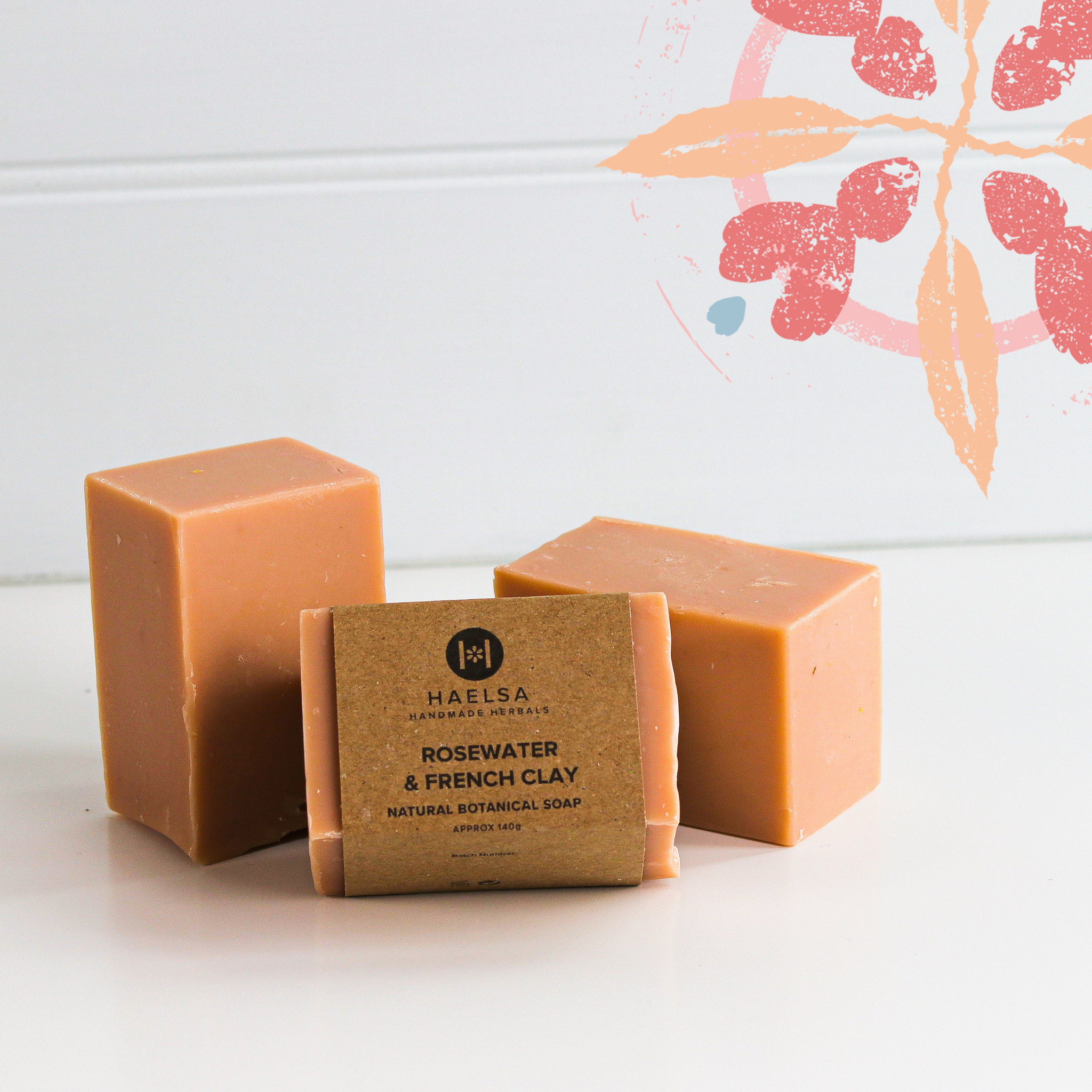 Rosewater & French clay soap in group