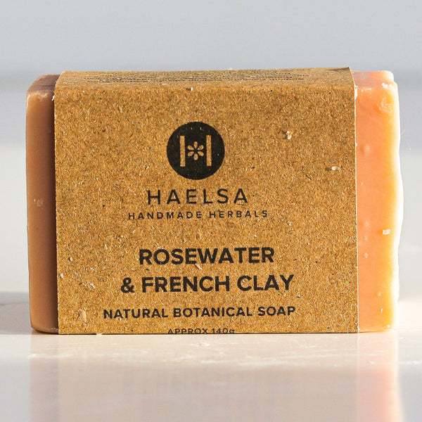 Rosewater & French clay soap in wrapper